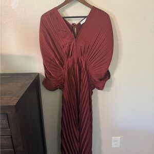 City Chic Burnt Sienna Pleated Midi Dress